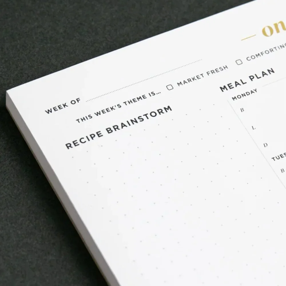 Ink + Volt “On the Menu” Weekly Meal Planner Pad | Tear-Off Grocery List